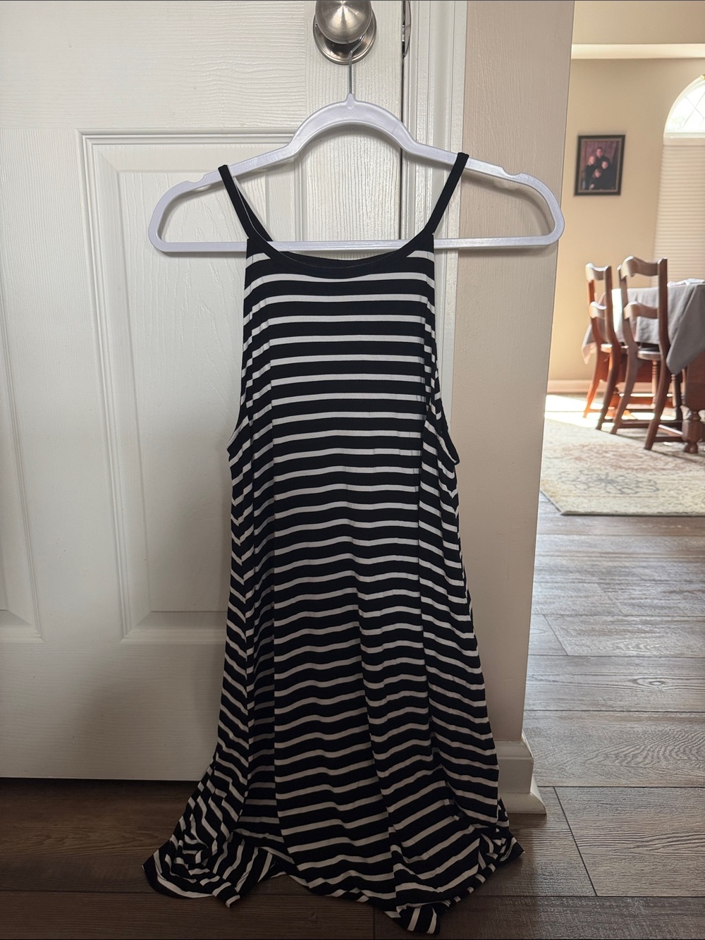 Old Navy Black & White Striped Spaghetti Strap Mini Dress
